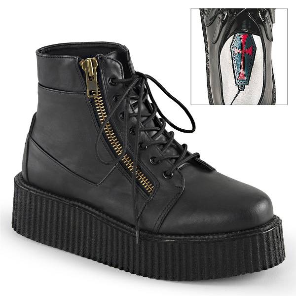 Demonia Men's V-CREEPER-571 Creepers Platform Boots - Black Vegan Leather D6402-53US Clearance